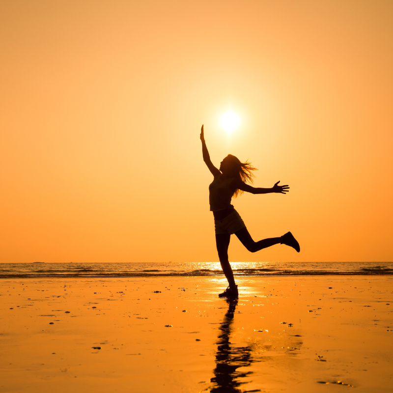 Woman jumping in happiness